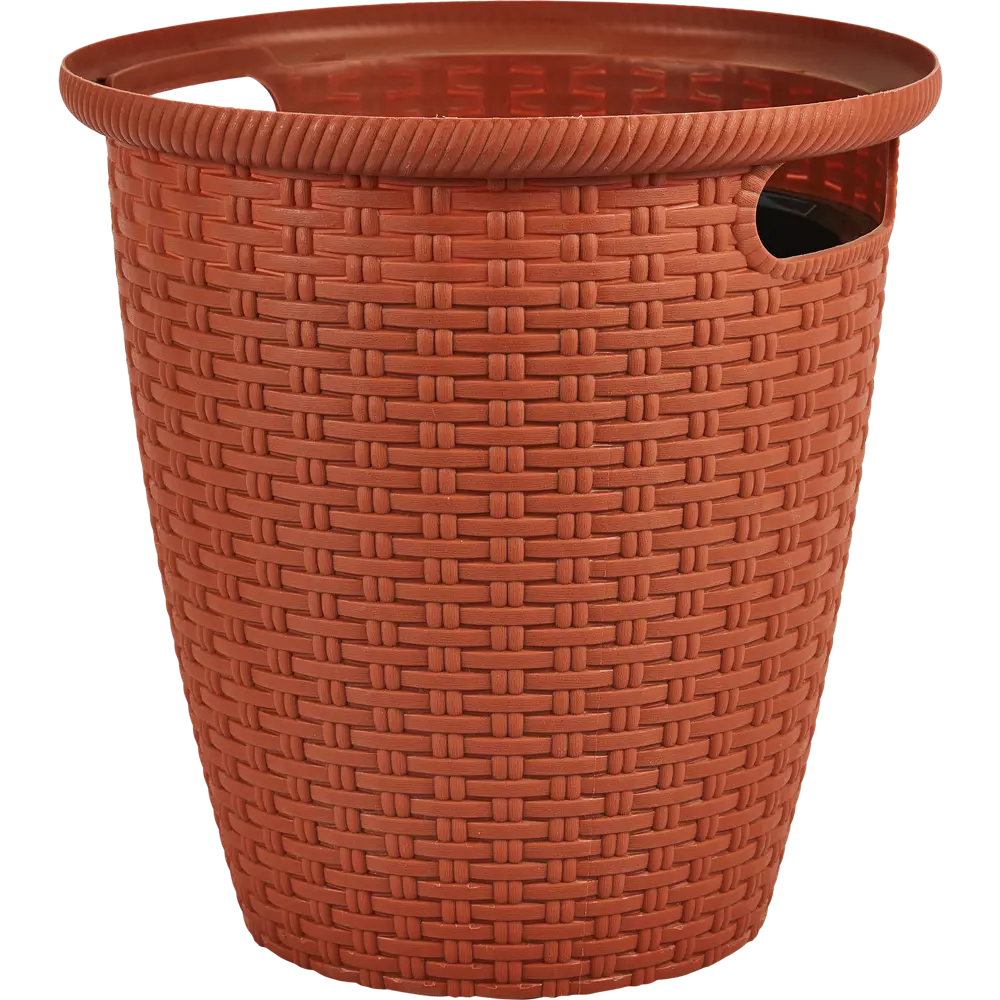 Кашпо для цветов Ingreen Rattan ø26.6 h27.5 см v10 л пластик терракотовый 85114201 STLM-2126634 