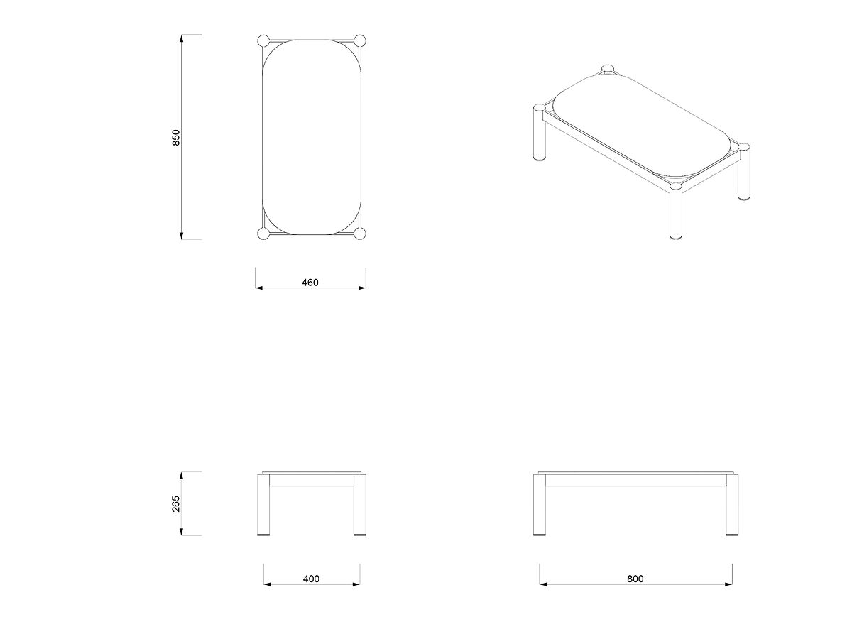 Алюминиевый прямоугольный журнальный столик Joyf Tropic ARCH-00053753 - Вид №6