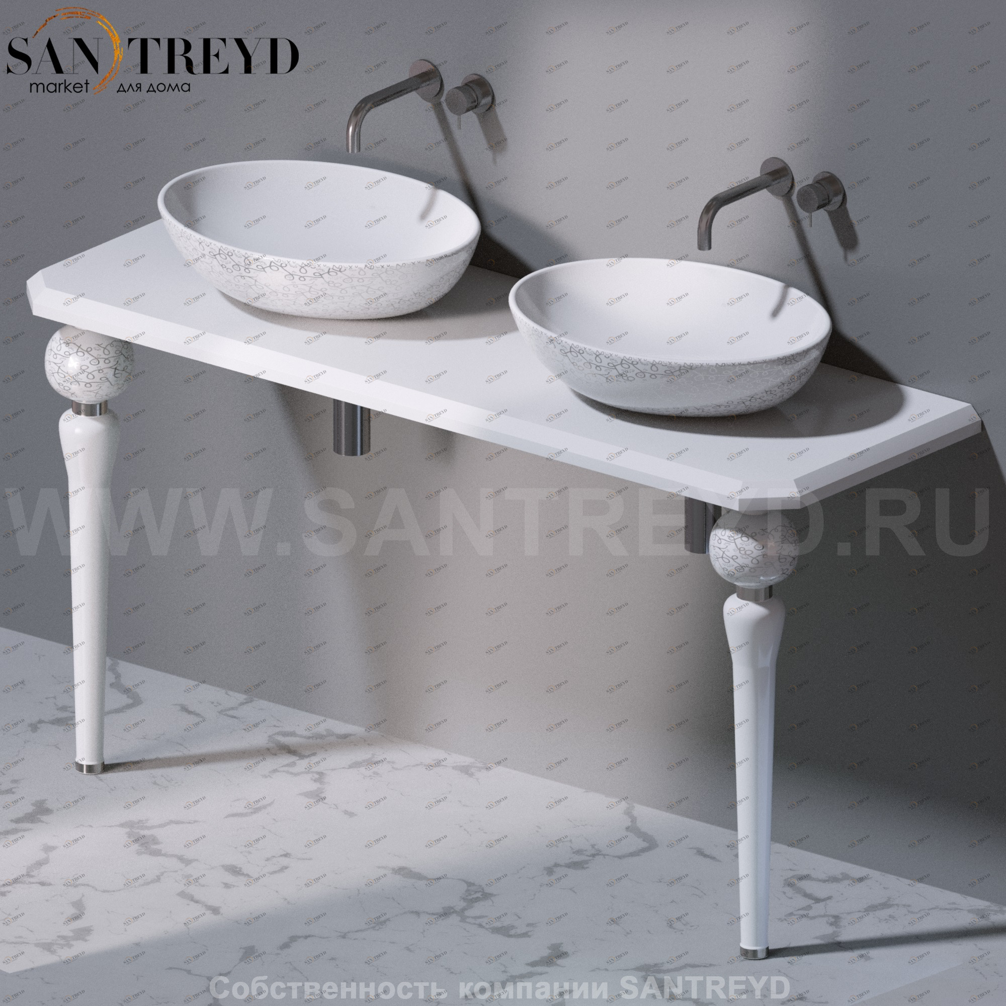 AeT ITALIA Deco Консольный столик с индивидуальными белыми ножками C275.400P C275400P