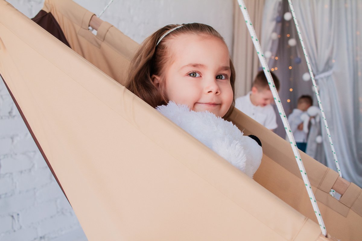 Гамак детский эргономичный бежево-коричневый ПОКАЧАЙКА  326718 Бежевый Santreyd  - Вид №6