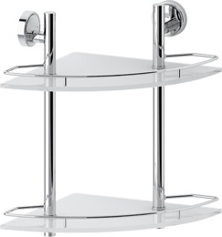 072 Полка угловая с ограничителем 28 см двойная (стекло) ELL FBS Ellea