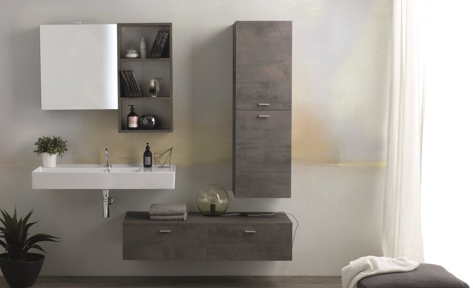 Прямоугольная керамическая подвесная раковина с ящиками COLAVENE Квадратная ARCH-00133382