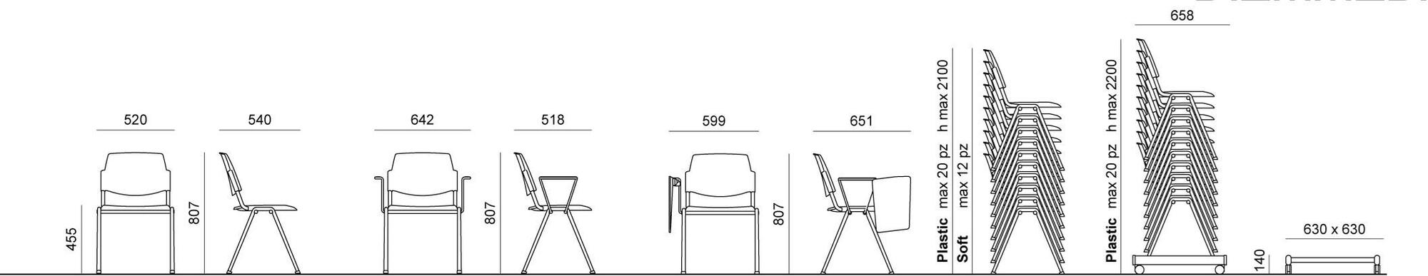 Diemmebi Штабелируемый тканевый стул с подлокотниками Volée sun-id-1426558 - Вид №2