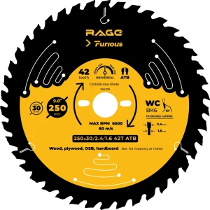 Универсальный пильный диск RAGE Furious для дерева 250 мм 88928410