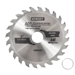 Диск пильный по дереву 125х24Tх22,23мм Креост