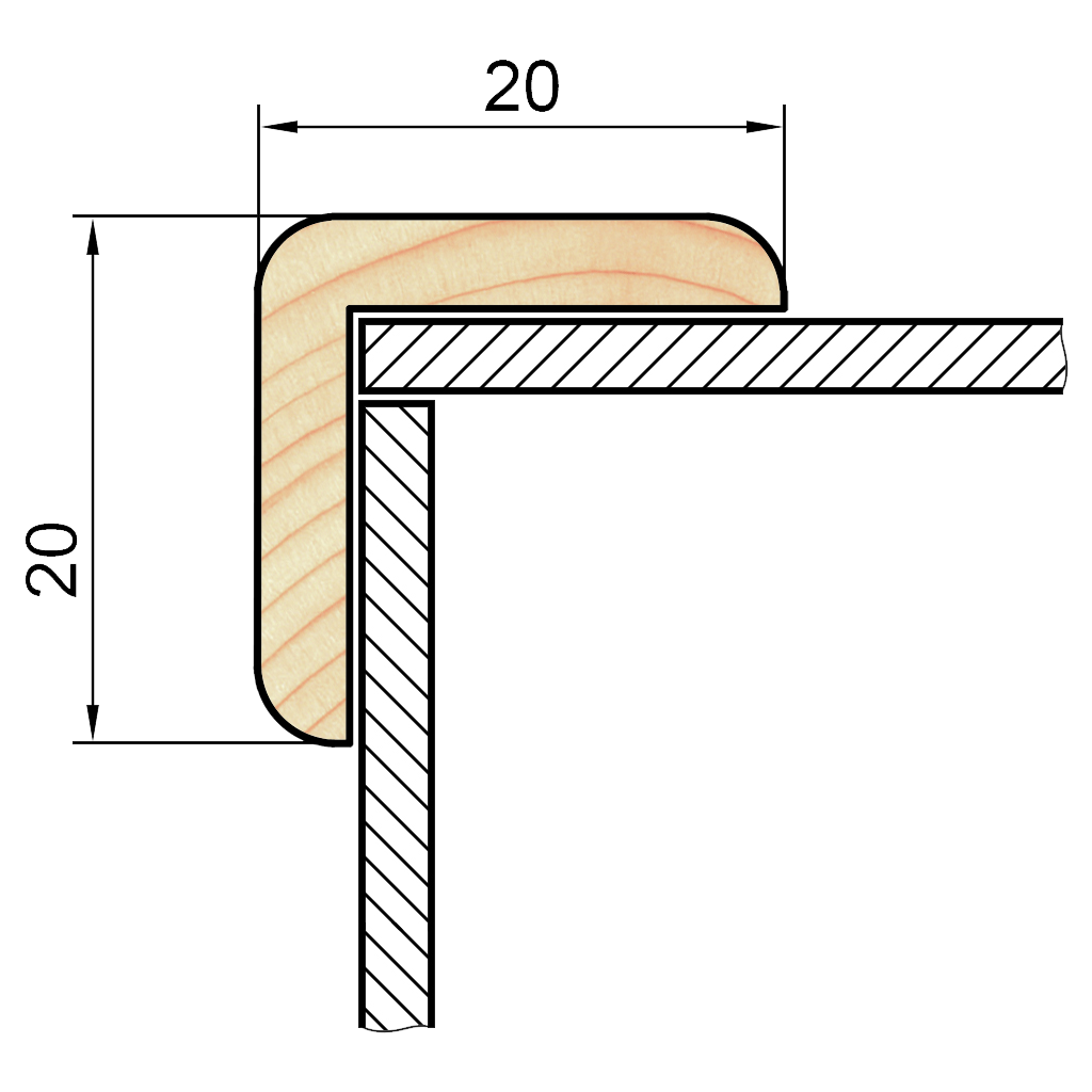 84688464 Уголок плоский деревянный сращенный равнобокий 20х20х1000 мм Сосна Экстра STLM-0053717 Santreyd  - Вид №1
