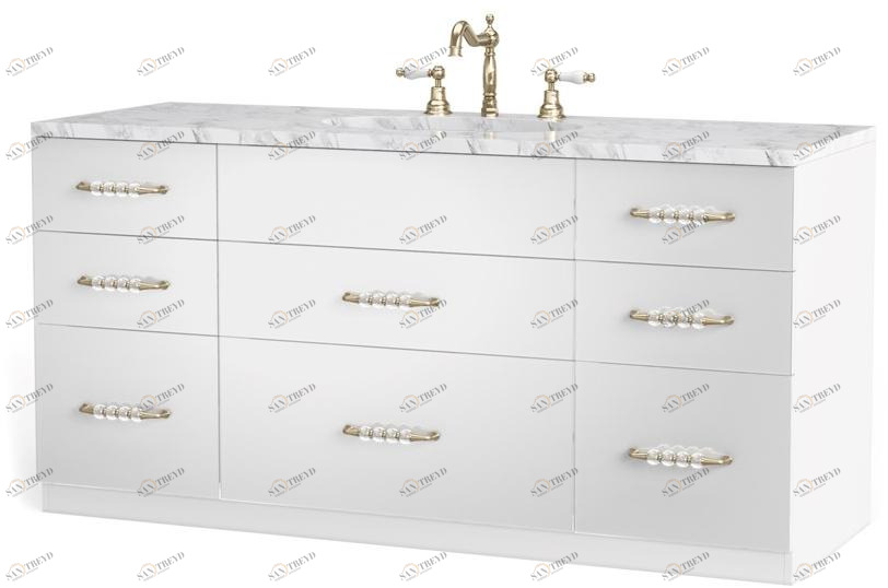 DWFI Отдельностоящая лакированная тумба под умывальник с ящиками  00002276 