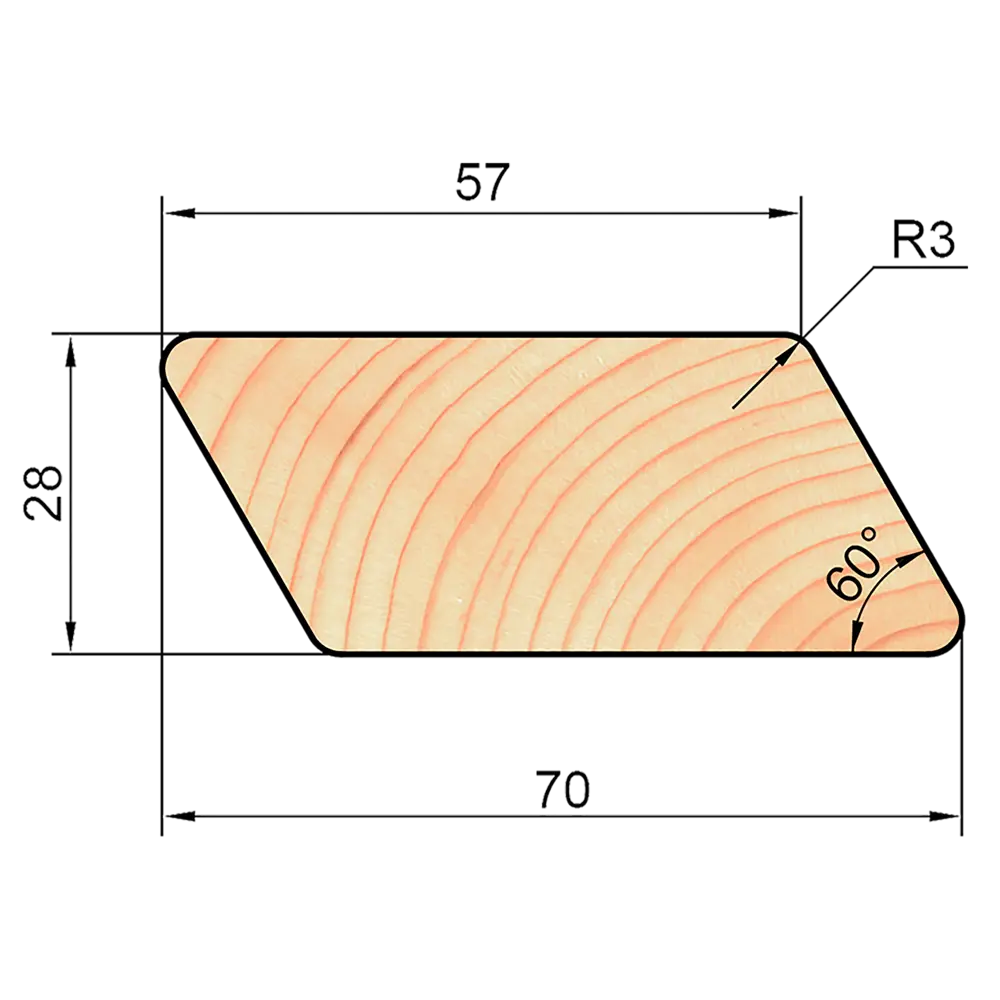 Брусок скошенный сращенный 28x70x3000 мм хвоя сорт Экстра без сучков АРЕЛАН STLM-2024403 - Вид №3