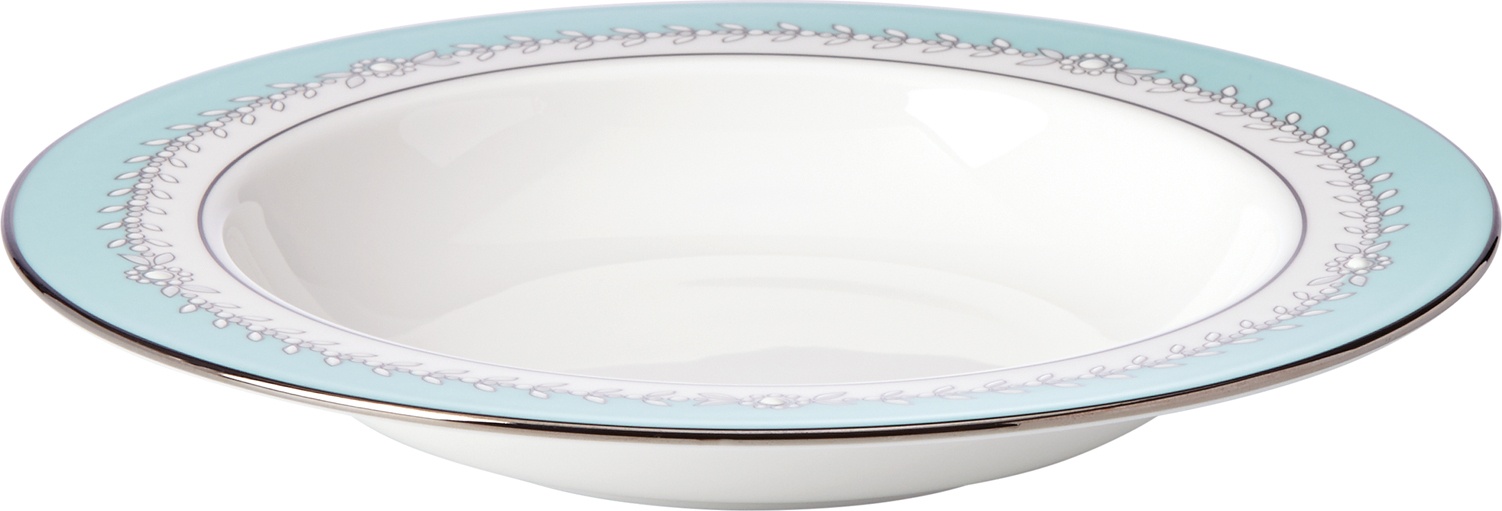 10588433 Lenox Тарелка для пасты Lenox "Королевский жемчуг" 23см (голубая) Фарфор костяной 