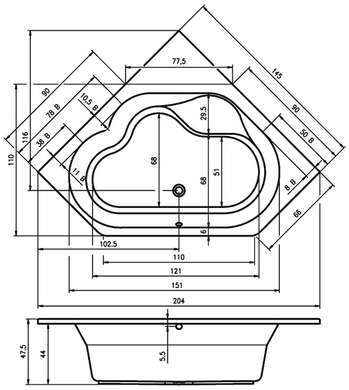 BA4800500000000 Ванна Riho Winnipeg Santreyd - Вид №2