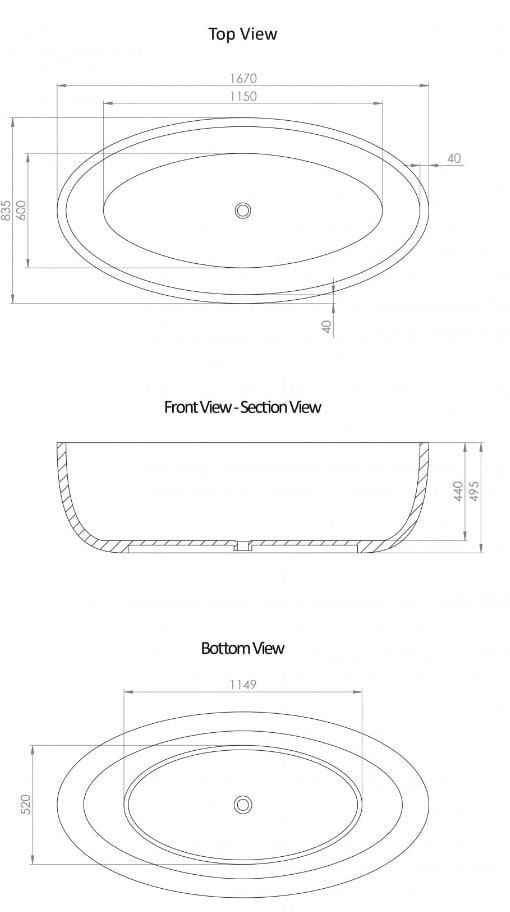 Овальная ванна в центре комнаты из смолы LUSSO Zurra ARCH-00013618 - Вид №2