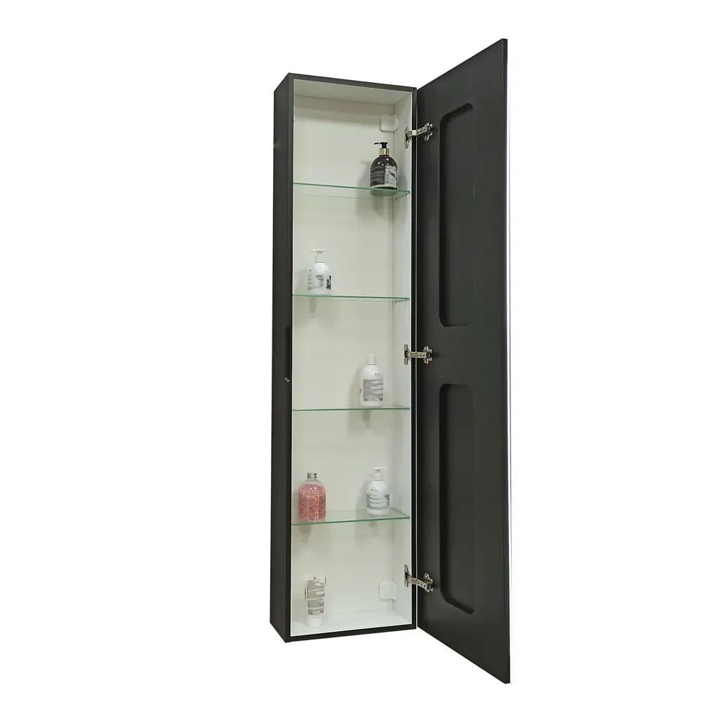 Шкаф зеркальный подвесной Montero Black LED с подсветкой 40x160 см цвет черный 89180067 STLM-2196032 Santreyd - Вид №8