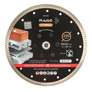 Алмазный диск RAGE Turbo с фланцем для бетона и камня 230 мм 88483347