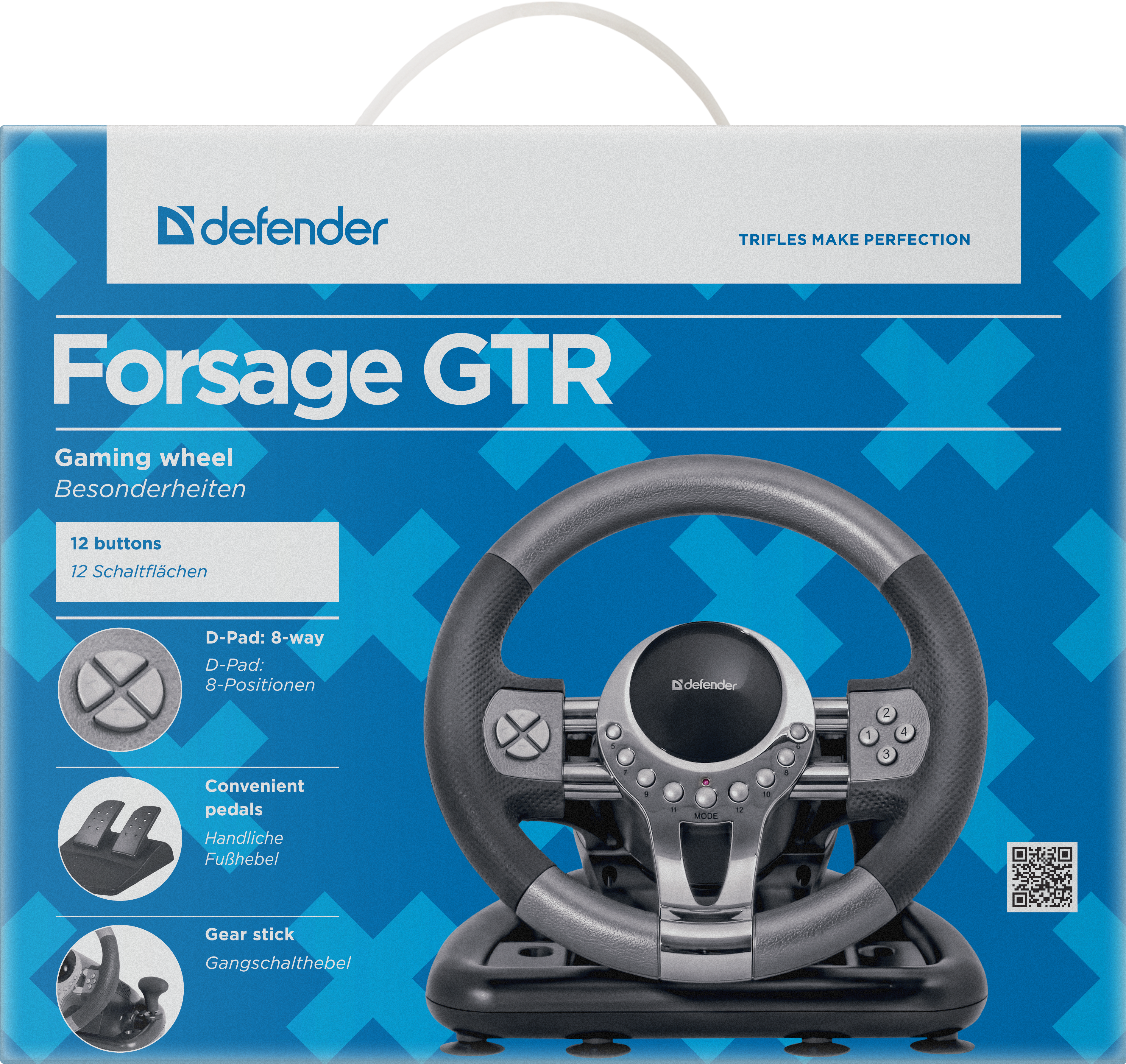 64367 игровой руль forsage gtr usb, 12 кнопок, рычаг передач Defender Santreyd  - Вид №7