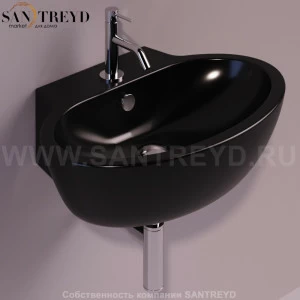 LFT24NERO Подвесная раковина настенная овальная Simas LFT Spazio черная