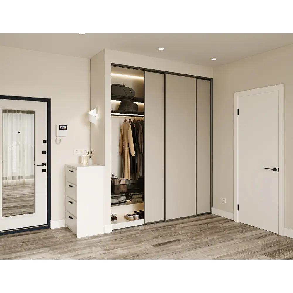 Дверь-купе KONSENSA 225.5x90.4 см МДФ цвет кашемир профиль черный узкий STLM-2168754 - Вид №10