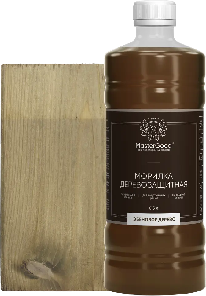 88038580 Морилка для дерева на водной основе Good Master 0.5 л цвет эбеновое дерево STLM-0076614