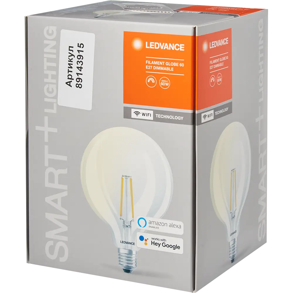 Лампа умная светодиодная Osram Smart Plus E27 220-240 В 5.5 Вт шар большой прозрачная 806 лм, теплый белый свет 89143915 STLM-2173477 LEDVANCE  - Вид №2