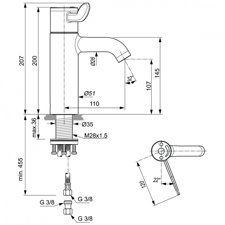 A6692AA Смеситель .0 для умывальника Ideal Standard CERAPLUS 2  - Вид №2