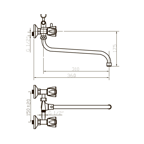 202 CRISTAL  Смеситель универсальный  ARGO kran 202cristal - Вид №1
