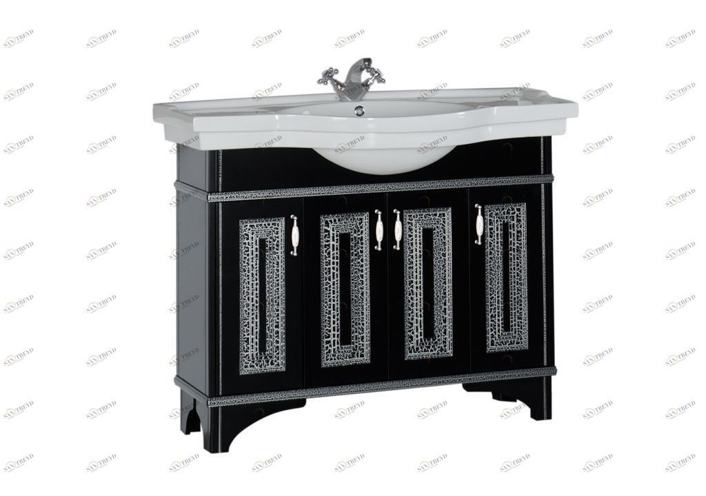 Тумба с раковиной Aquanet Валенса 110 черный краколет/серебро 0018030900172466