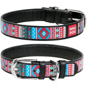 ПР0048403 Ошейник для собак Waudog с рисунком Этно, ширина 15мм, длина 27-36см черный COLLAR