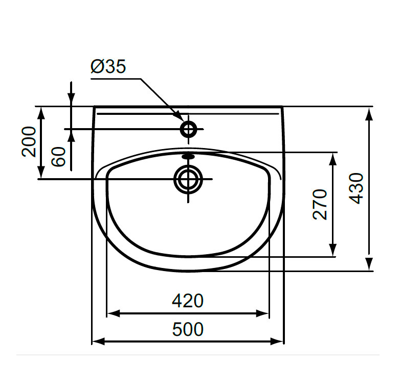 W411561 Раковина для установки с пьедесталом / полупьедесталом VIDIMA SEVA FRESH  - Вид №2
