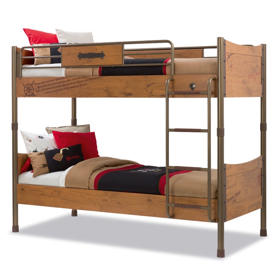 Детская двухъярусная кровать 90х200 см коричневая Pirate CILEK PIRATE 00-3832161 Коричневый Santreyd  - Вид №4