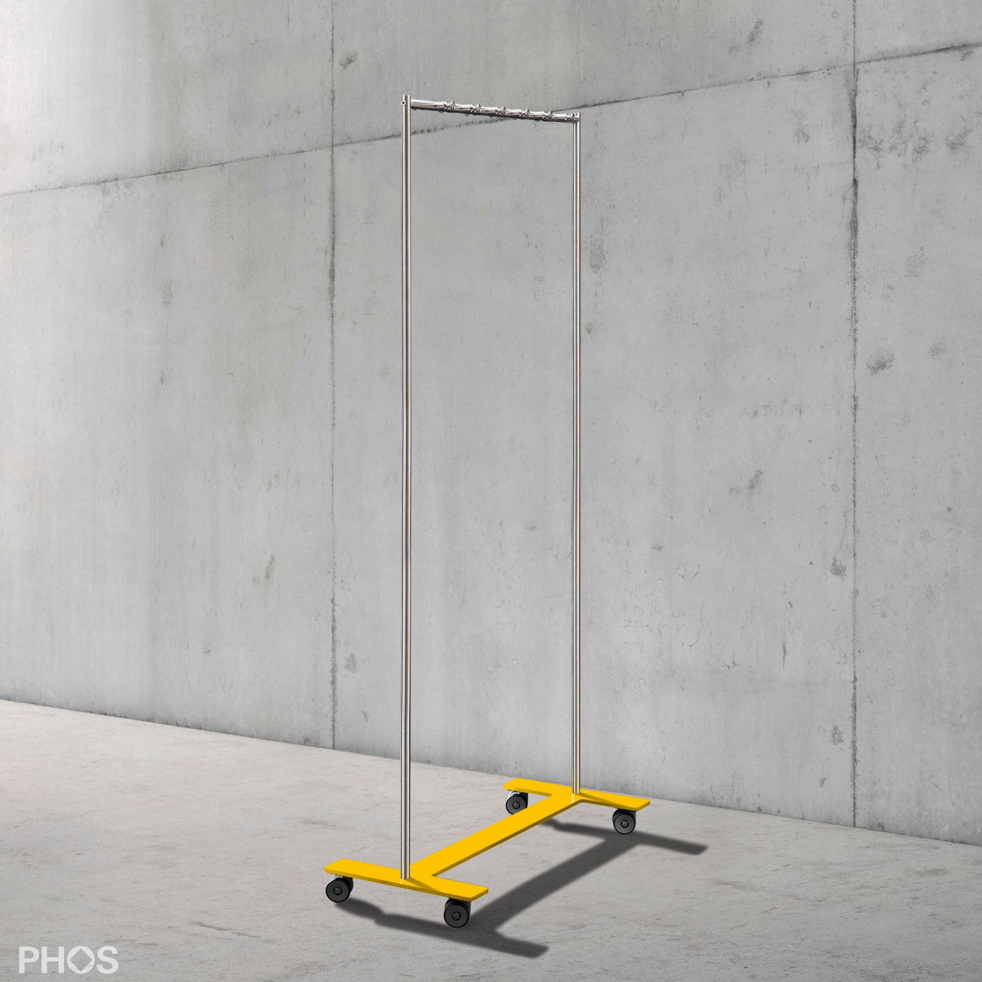 GWT2-BPGe Шкаф на колесиках с 12 крючками для одежды, основание: желтое. PHOS 