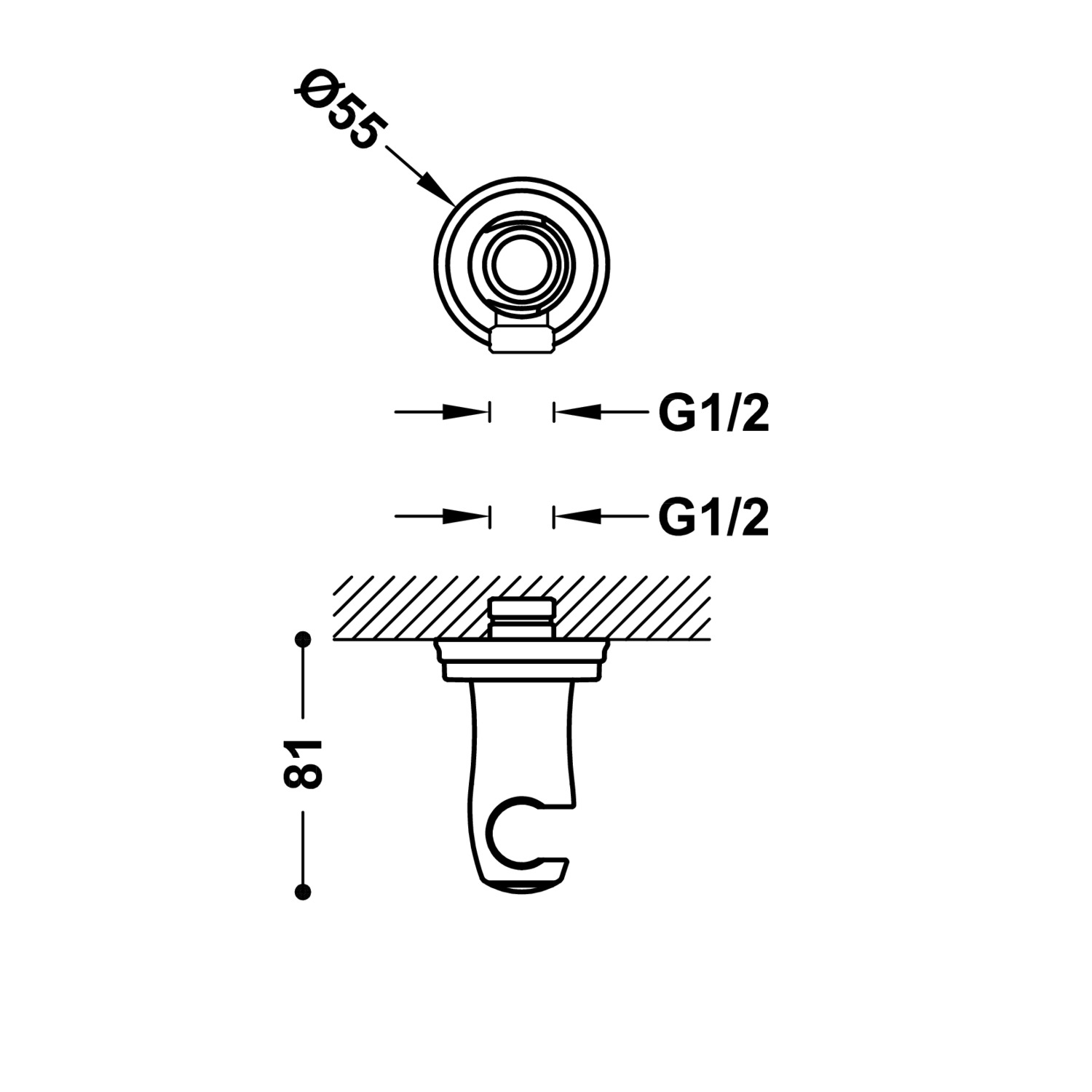 Фиксированная опора TRES CLASIC с подачей воды для ручного душа и шланга-24218201AC TRES RICAMBI - Вид №1