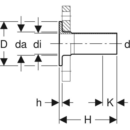 36143 Буртик с гладким концом Geberit Mapress из нержавеющей стали, для свободного фланца PN 10/16 Geberit  - Вид №2