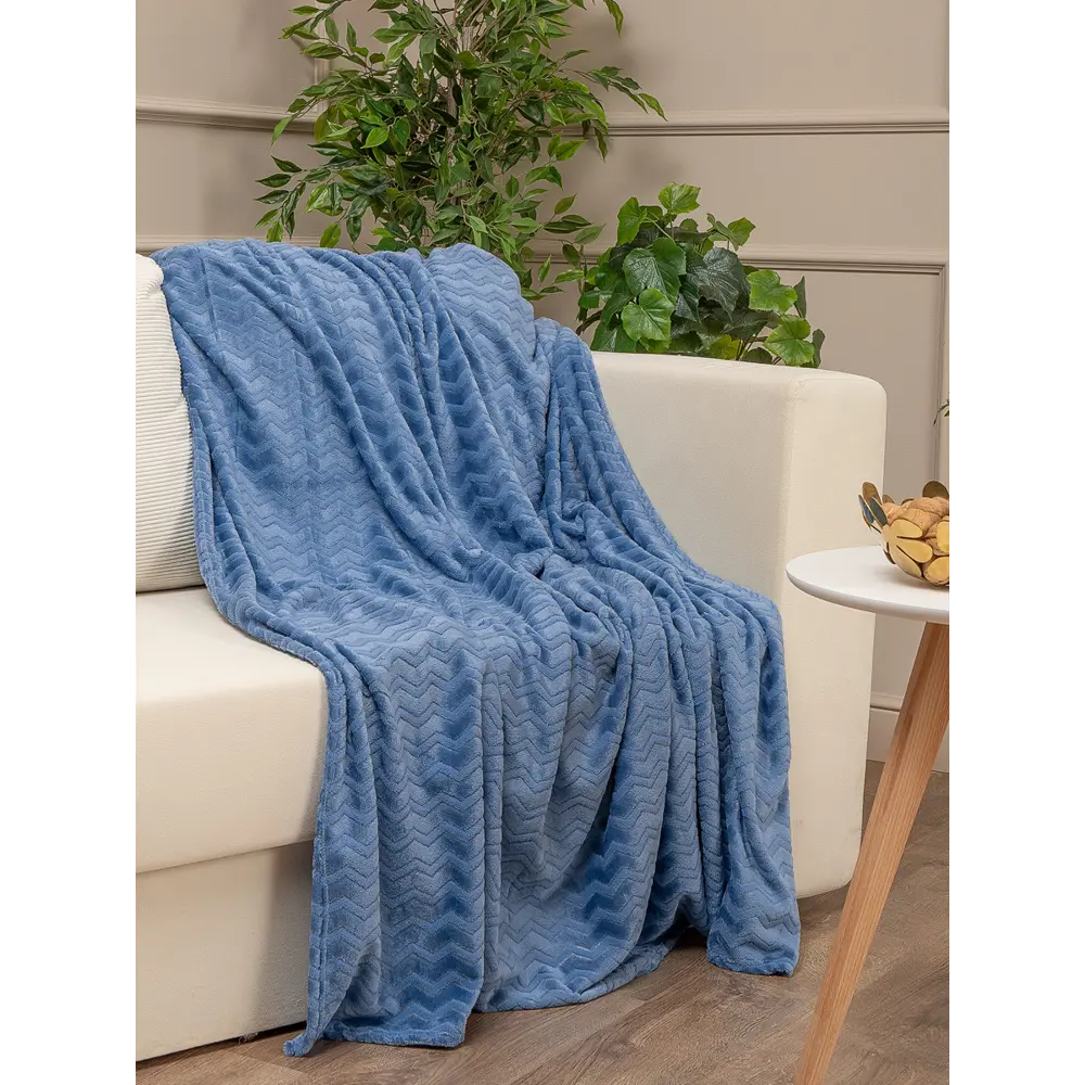 Плед Зигзаг 200x220 см фланель цвет голубой 89449317 STLM-2087392 TEXREPUBLIC - Вид №5