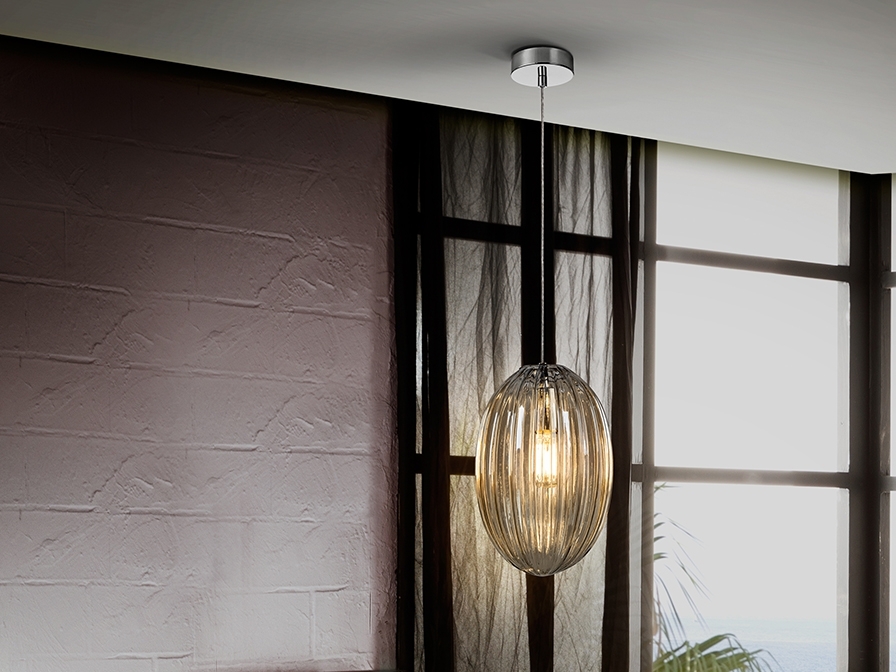 098188 Подвесной светильник янтарный 1L 20 см Schuller Ovila 