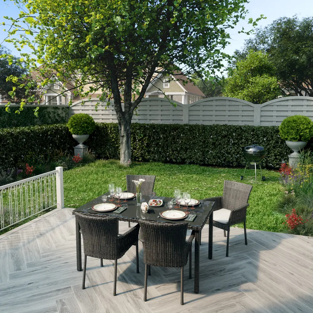 Кресло садовое Naterial Noa Fix 61.5x86x61.5 см искусственный ротанг серый/чёрный STLM-2023676 - Вид №7