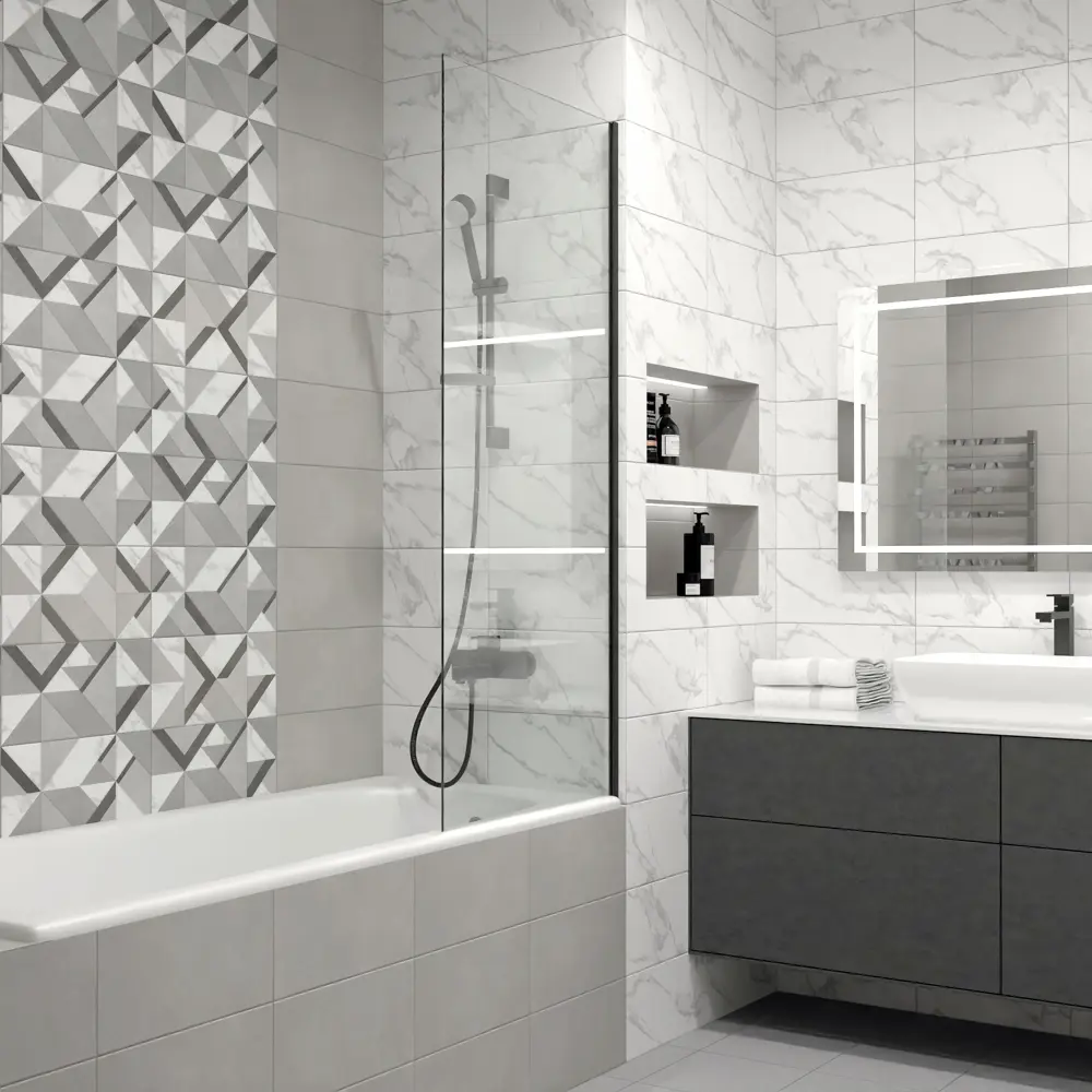 Плитка настенная Mersey Tetris A0554H24109 20x40 см 1.6 м² матовая цвет серый Santreyd STLM-2071342 - Вид №6