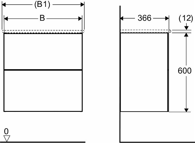 9741373111 IDO Elegant напольная тумба под умывальник, с двумя ящиками, компактная, Ш = 900 мм, Ш1 = 915 мм, темно-серый - Вид №6