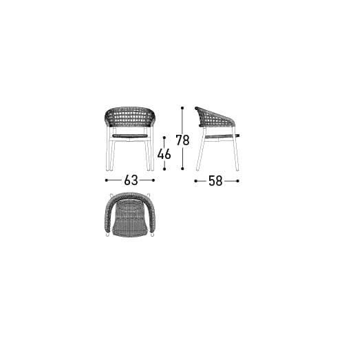 Веревочный садовый стул с подлокотниками Varaschin плинтус ARCH-00025043 - Вид №3