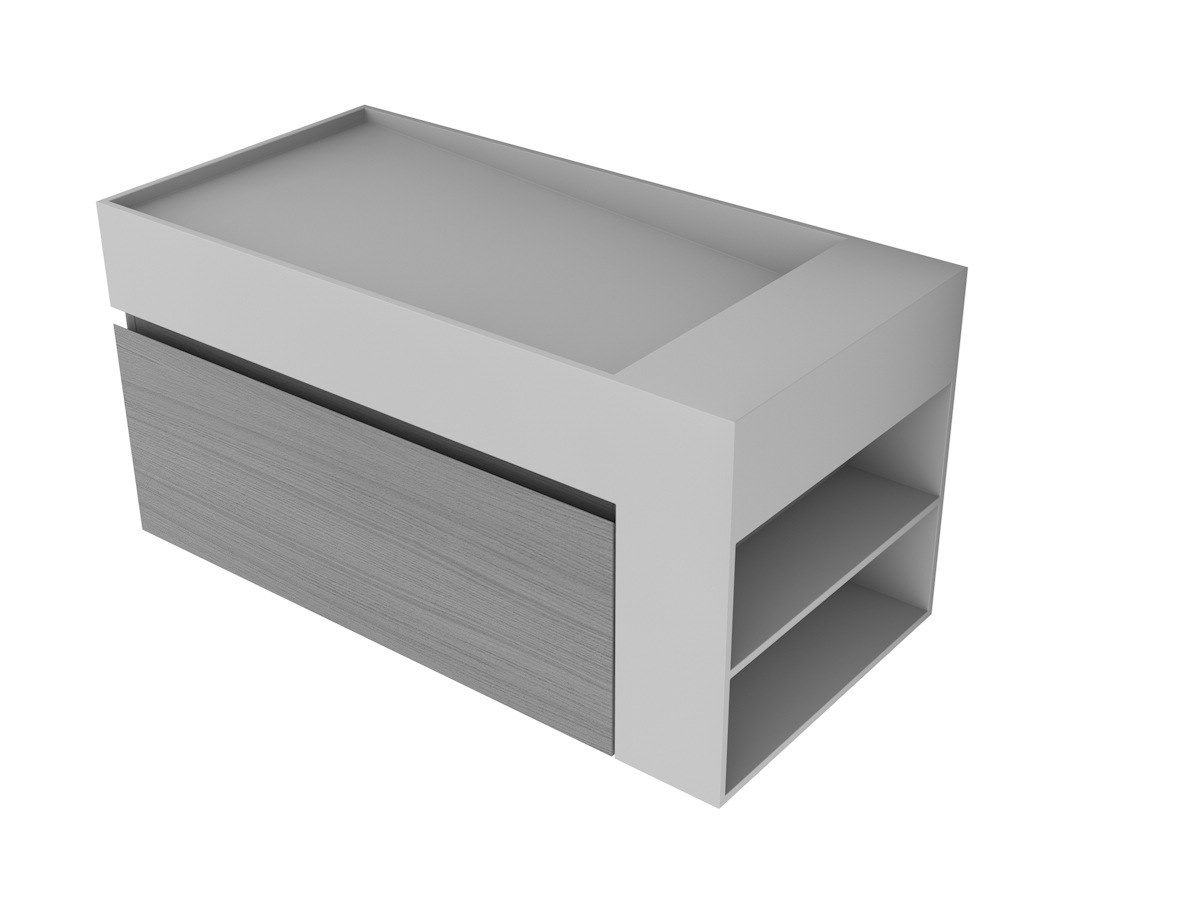 Одиночная подвесная раковина из твердой поверхности с ящиками MOMA Design CUBIC XS ARCH-00091133 - Вид №2