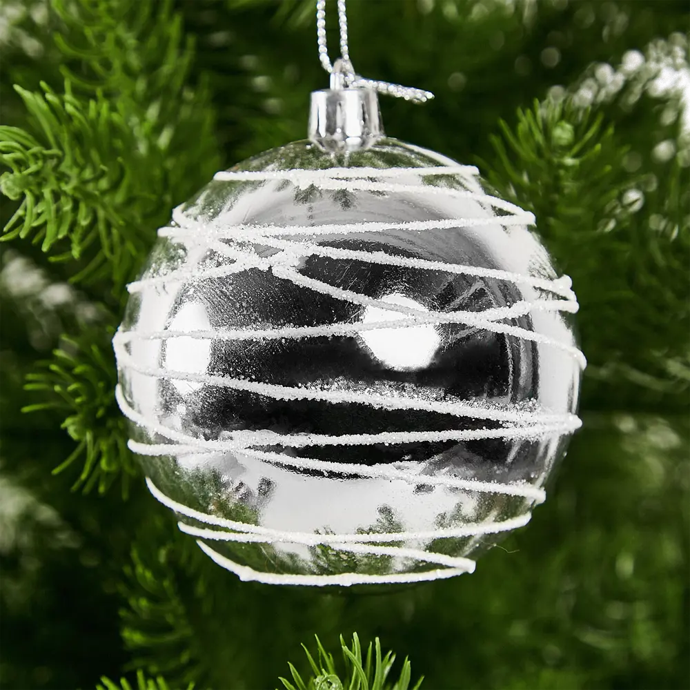 87036416 Елочное украшение Шар с узором Christmas ø7.8 см цвет серебристый STLM-1342057 Santreyd 