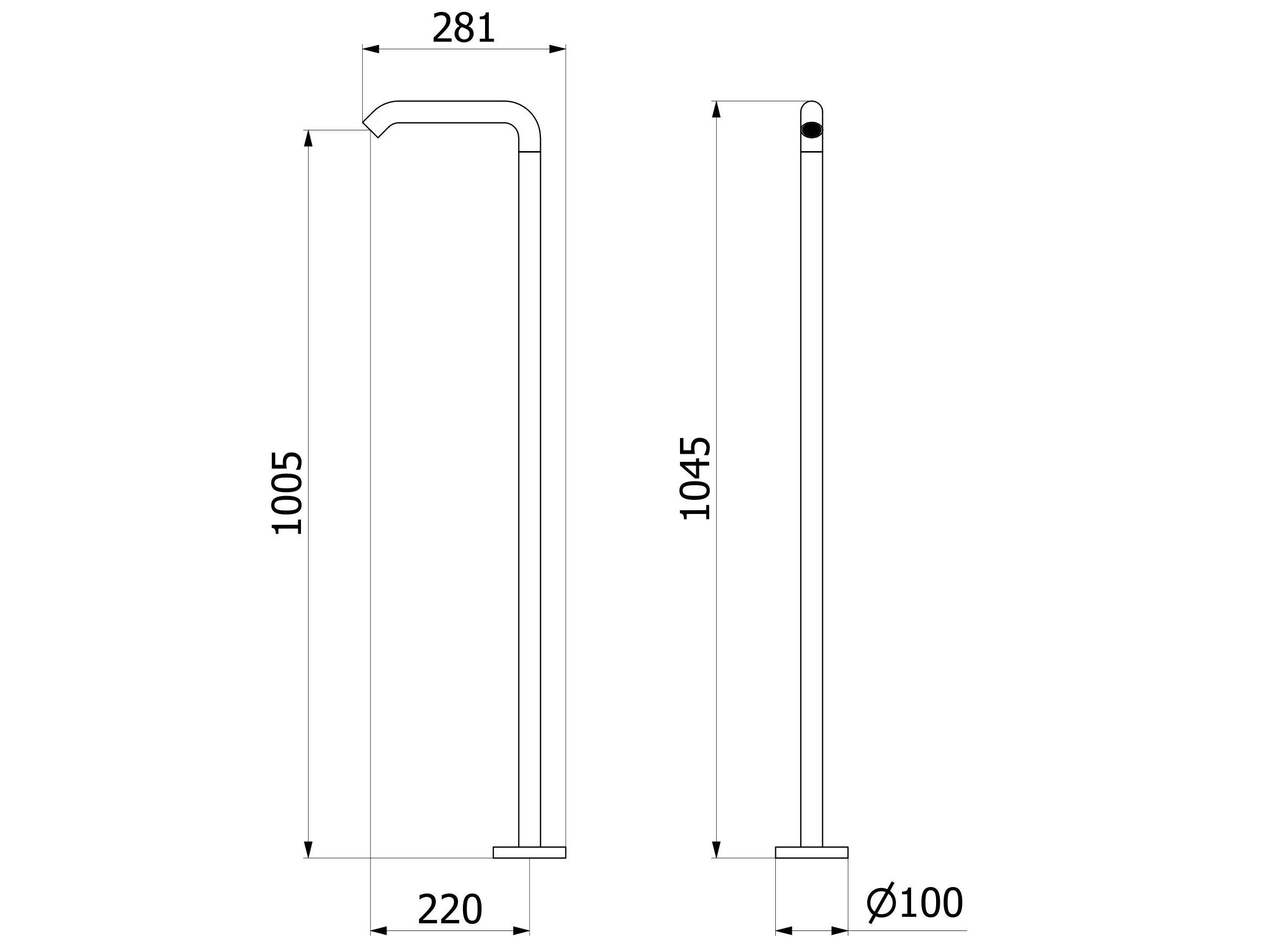Стальной напольный дозирующий носик для умывальника IB Тотем ARCH-00098385 - Вид №2