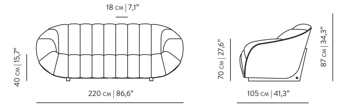 2-местный тканевый диван Wewood RABELO ARCH-00001150 - Вид №7