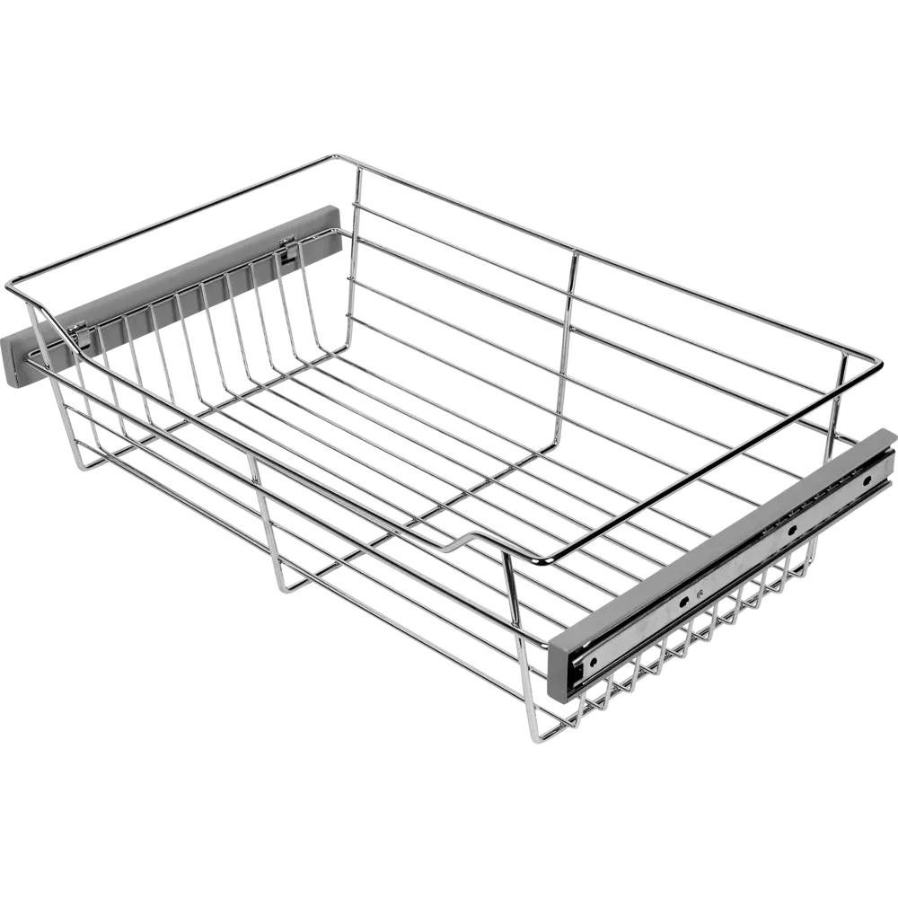 Корзина для шкафа с выдвижным механизмом Spaceo 56.8x30x15 см металл цвет серебро 13664949 STLM-2182671 