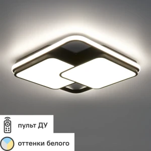 Светильник потолочный светодиодный Eurosvet Jeremy 90253/1 с пультом управления, 14 м², регулируемый белый свет, цвет черный 82872412 STLM-2096624