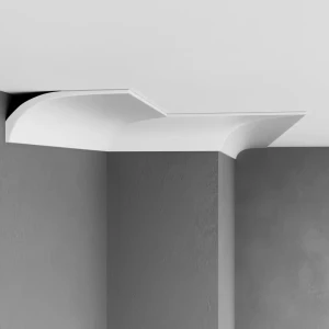 Плинтус потолочный полистирол для натяжного потолка ударопрочный Decomaster D313/10 белый 61x155x2000 мм