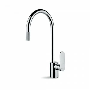 Смеситель для мойки, однорычажный, с круглым изливом и выдвижным ручным душем X-LIGHT NEWFORM Италия