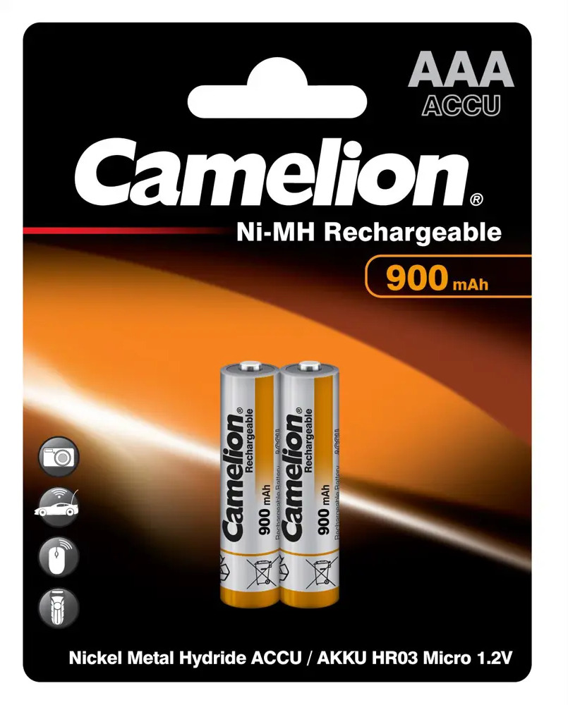 93740482 Аккумуляторная батарейка Camelion Rechargeable AAA (HR03) Ni-Mh 900 мАч 2 шт. STLM-0563931
