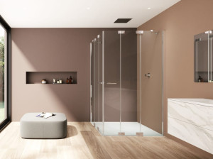 Стеклянная угловая душевая кабина