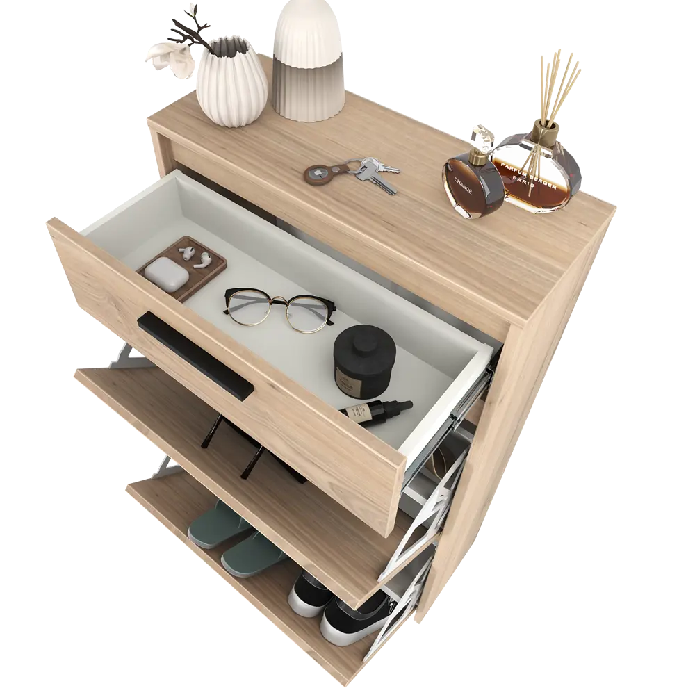 Шкаф для обуви Лион 60x103.9x24 см 2 ящика ЛДСП цвет дуб комано Santreyd STLM-2133195 - Вид №12