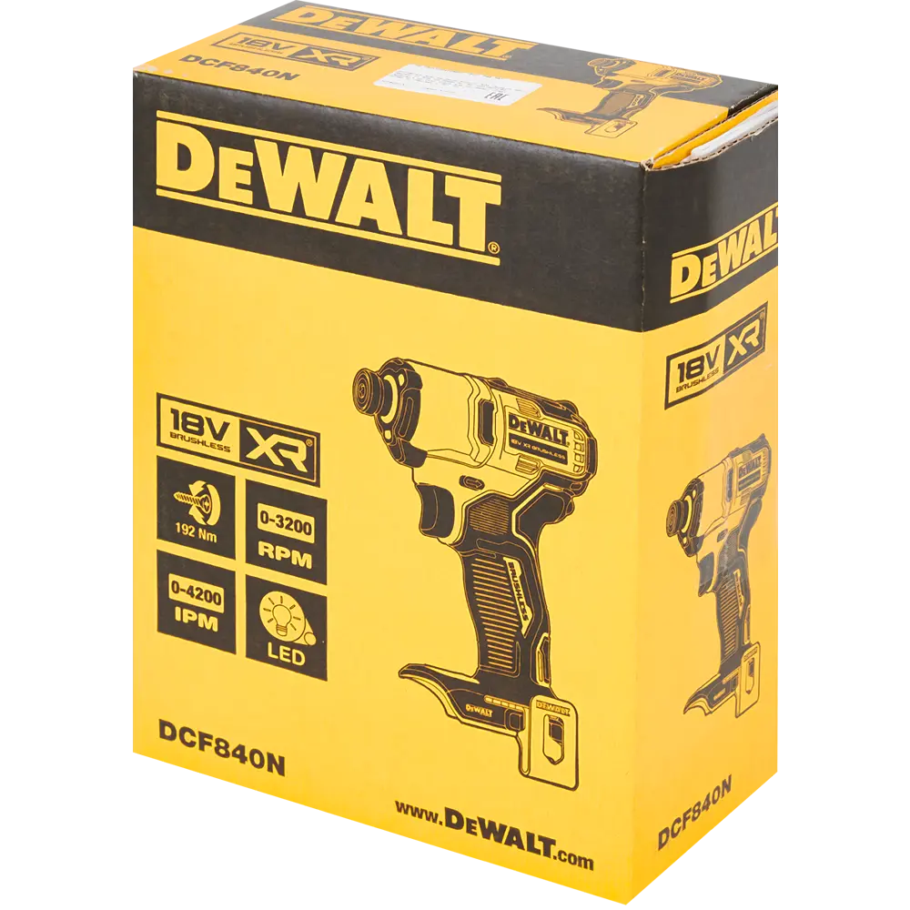 Винтоверт аккумуляторный бесщеточный Dewalt DCF840N-XJ, 18 В Li-ion, 192 Нм, без АКБ и ЗУ STLM-2102350 - Вид №4