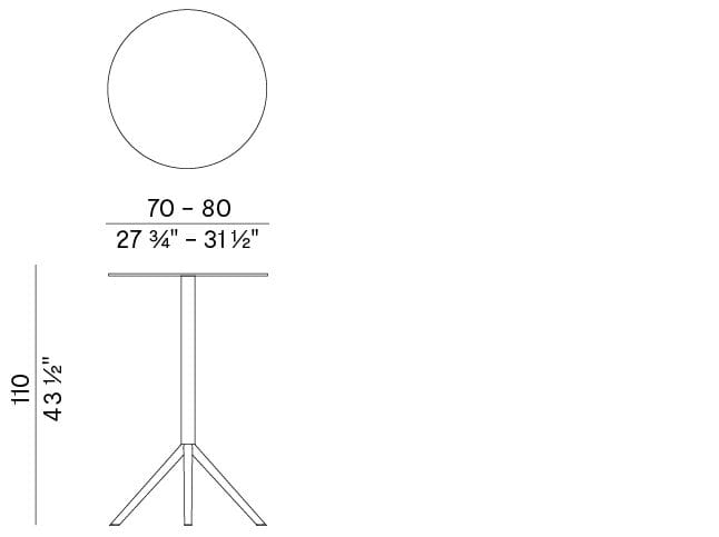 Высокий круглый стол с откидным верхом из HPL Potocco OTX ARCH-00044858 - Вид №3